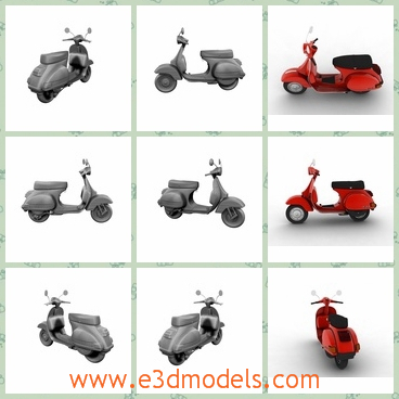 3d model the motorscooter - This is a 3d model of a motorscooter,which is made of a real one.The model is in a small size and the speed is fast.