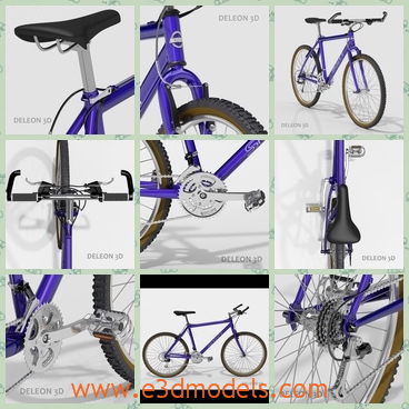 3d model the mountain bike in blue - This is a 3d model of the mountain bike,which is the dark blue and the tire is heavy and thick.THe model is coming from foreign country.