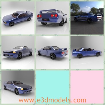 3d model the nissan car - This is a 3d model of the Nissan car,which is a famous Japanese brand.It was rated by many motoring magazines, including the well-respected Wheels.