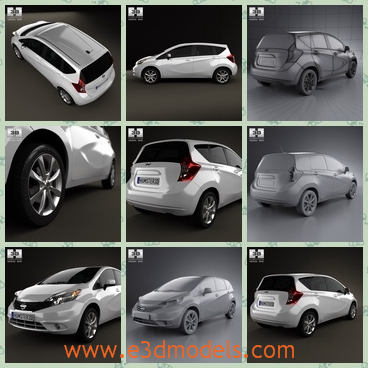 3d model the Nissan car in 2013 - This is a 3d model of the Nissan car in 2013,which is modern and it is actually the hatchback and it was made in Japan.