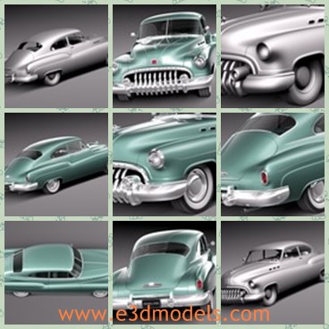 3d model the old buick - This is a 3d model of the old buick,which is antique and made in 1950s.The car is created with two doors,which looks so cool and charming.