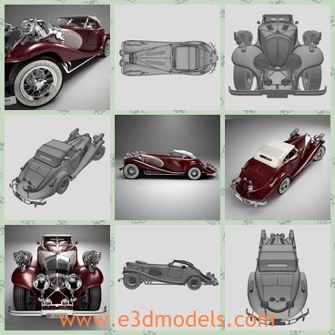 3d model the old car - This is a 3d model of the old car,which is elegant and fantastic.The model is made with two seats and very popular during 1940s.