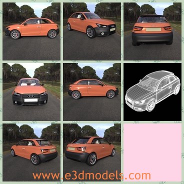 3d model the orange Audi - THis is a 3d model of the Audi A1,which is the old model made several years ago.The car is made with high quality.