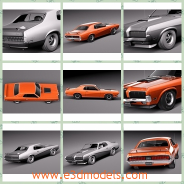 3d model the orange car in 1970 - This is a 3d model of the orange car in 1970,which is old and luxury.The model is popular and expensive.