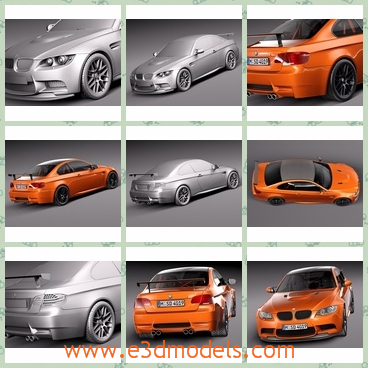 3d model the orange car of BMW - This is a 3d model of the orange car of BMW,which is made in 2011 and the materials are in high quality.