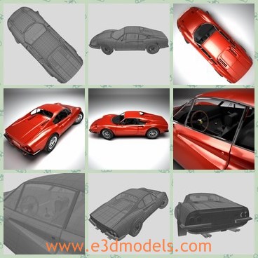 3d model the orange sports car - This is a 3d model of the oranfe sports car,which is the popular racing car made in 1969.The car is luxury and created with two doors.