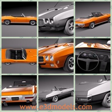 3d model the orange sports car - This is a 3d model of the orange sports car,which is fast and charming.The car was the most popular one in 1970.
