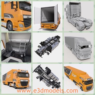 3d model the orange truck - This is a 3d model of the orange truck,which contains materials for the 3ds Max file as well as for the V-Ray modulerelis. Textures of the model, such as lights, labels and tires are included.