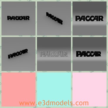 3d model the Paccar logo - This is a 3d model of the Paccar logo,which is the third largest manufacturer of heavy-duty trucks in the world after Daimler AG and Volvo, and has substantial manufacture in light and medium vehicles through its various subsidiaries.