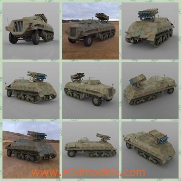 3d model the panzer - This is a 3d model of the panzer,which is the German stype.Panzer is the name for two different types of half-tracked multiple rocket launchers employed by Nazi Germany during the Second World War.