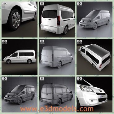 3d model the peugeot car - This is a 3d model of the peugeot car,which is modern and spacious.The model is created accurately, in real units of measurement, qualitatively and maximally close to the original.