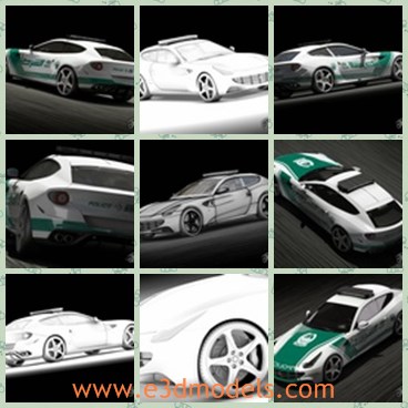 3d model the police car - This is a 3d model of the police car,which is modern and made with the police mark on the top.The model is rigged and textured.