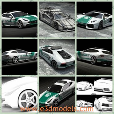3d model the police car - This is a 3d model of the police car,which is modern and made with high quality.The model has the police sign on it.