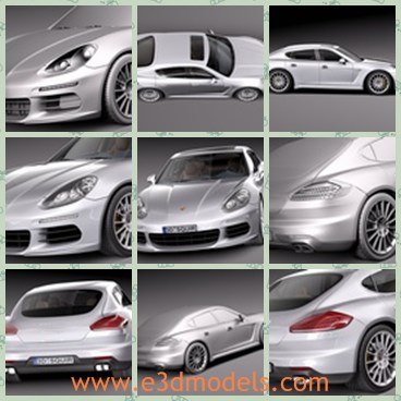 3d model the porsche - This is a 3d model of the sedan made in Germany,which is luxury and glorious.The model is fast and modern and very famous in 2014.