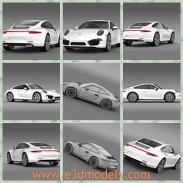 3d model the Porsche 911 carerra 4s - This is a 3d model of the Porsche 911 carerra 4s,which is a two-door grand tourer made by Porsche AG of Stuttgart, Germany. It has a distinctive design, rear-engined and with independent rear suspension, an evolution of the swing axle on the Porsche 356.