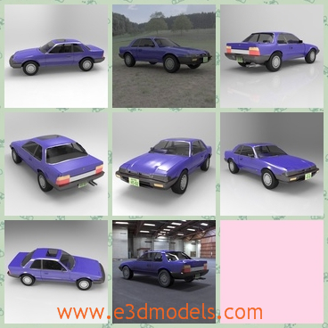 3d model the purple car from Japan - This is a 3d model of the purple car from Japan,which was a sport compact manufactured by the Japanese automaker from 1978 through 2001. The first generation Prelude was released in 1978.