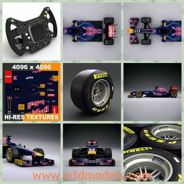 3d model the racing car - This is a 3d model of the racing car,which is detailed and fully textured Formula 1 2013 Toro Rosso STR8 car model in multiple 3D file formats.