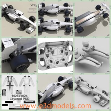 3d model the racing car - This is a 3d model of the racing car,which is small and made with good quality.The model has singel seat.