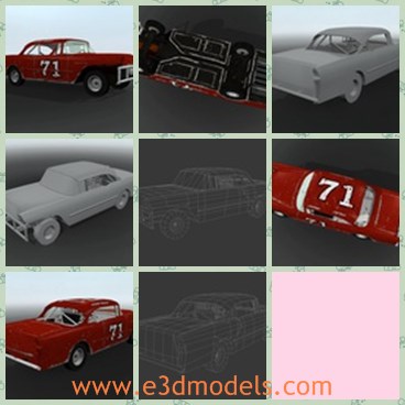 3d model the racing car - This is a 3dmodel of the racing car,which was famous during 1950s.The car is red and charming.