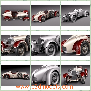3d model the racing car in ancient style - This is a 3d model of the racing car in ancient style,which is shining and special.The model has four wheels.