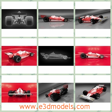 3d model the racing car in the track - This is a 3d model of the racing car in the track,which is red and it is made according to the real car blueprints and photos, it's made with care and maximally close to the original.