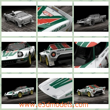 3d model the racing car of Lancia Stratos - This is a 3d model of the racing car of Lancia Stratos,which is modern and rare and expensive.The model is made in Italy.