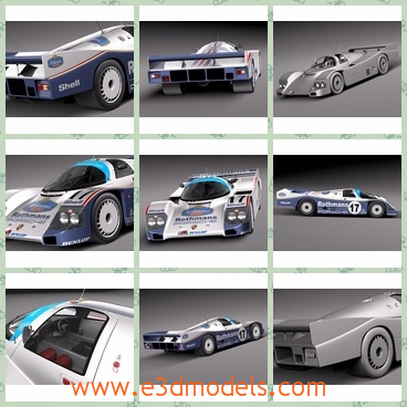 3d model the racing car of porsche - This is a 3d model of the racing car of Porsche,which is popular in 1990s.The car is the special one for it only used in the races.