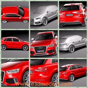 3d model the red Audi - This is a 3d model of the red Audi Q3,which is the famous brand created in Germany.