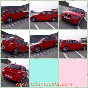 3d model the red BMW - THis is a 3d model of the red BMW,which is compact and modern.The car is luxury and expensive,but many people still want to own one.