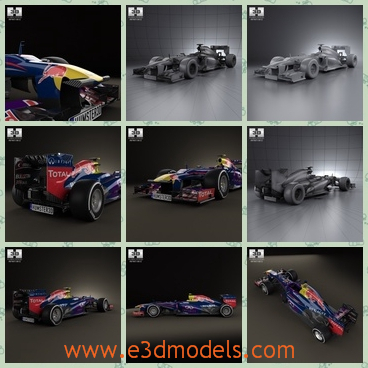 3d model the red bull racing car - This is a 3d model about the red bull racing car,which is the Japanese car made in 2013.The car is made for the racing.