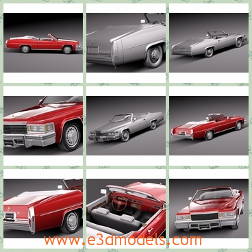 3d model the red cadillac - This is a 3d model of the red Cadillac,which is made in 1977 and which is luxury and comvertible.