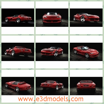 3d model the red car - This is a 3d model of the red car,which is modern and roofless.The model is popular in the world.