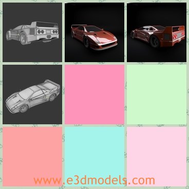 3d model the red car from Italy - This is a 3d model of the red car from Italy,which is modern and expensive.The model is made with high quality and is so popular in the world.
