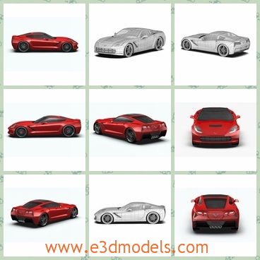 3d model the red car in 2014 - This is a 3d model of the red car in 2014,which is the sports car.The model is modern and new.
