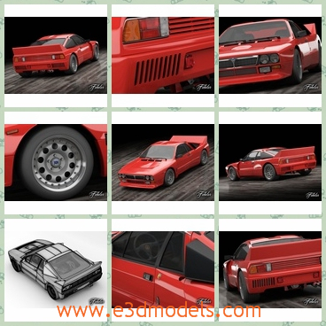 3d model the red car made in 1982 - This is a 3d model of the red car made in 1982,which is old and rigged.The model is featured all the hallmarks of a no-compromise race car, but with regard to passenger car regulations.