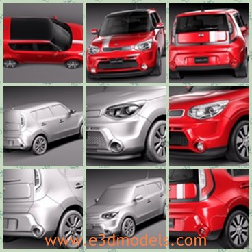 3d model the red car made in korea - This is a 3d model of the red car made in Korea,which is modern and compact.The model is made in 2014 with high standard materials.