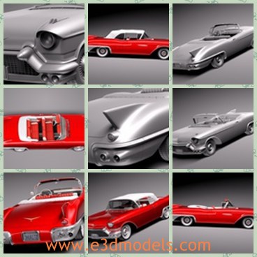 3d model the red car of cadillac - This is a 3d model of the red car of Cadillac,which is luxury and antique.The model is made in 1957 and popular for many years.