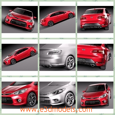 3d model the red car of Korea - This is a 3d model of the red car of Korea,which is modern and charming.The model is made in 2014 and is popular around the world.