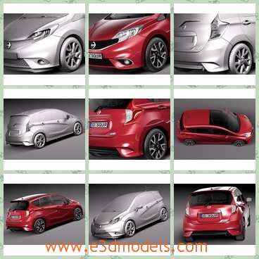 3d model the red car of Nissan - This is a 3d model of the red car of Nissan,which is shining and modern.The model is made in 2014 and popular around the world.