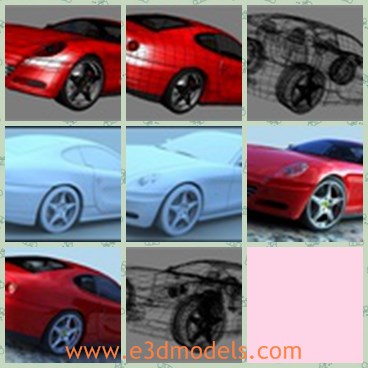 3d model the red car of scaglietti - This is a 3d model of of the 612 scaglietti with partial interior for very good price.The car was made in Italy and is very luxury and popular.