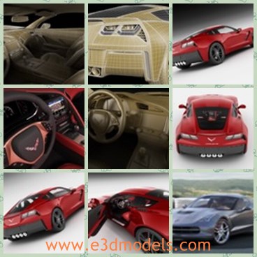 3d model the red chevrolet - This is a 3d model of the red Chevrolet,which is the famous sports car in 2013,2014.And it will be popular in 2015 and 2016.
