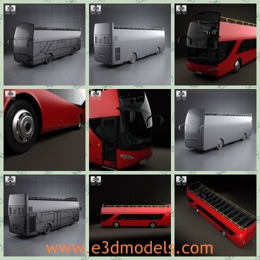 3d model the red city bus - This is a 3d model of the red city bus,which is modern and double layers.The model is made in Spain and very popular.