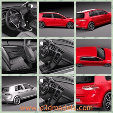 3d model the red hatchback with five doors - This is a 3d model of the red hatchback with five doors,which is the German car made in 2014.The car is special and fast.
