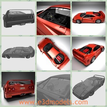 3d model the red Italian car - This is a 3d model of the red Italian car,which is modern and luxury.The racing car is made with two seats.