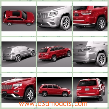 3d model the red Jeep - This is a 3d model of the red Jeep,which is the grand car in 2014.The model is spacious and great.