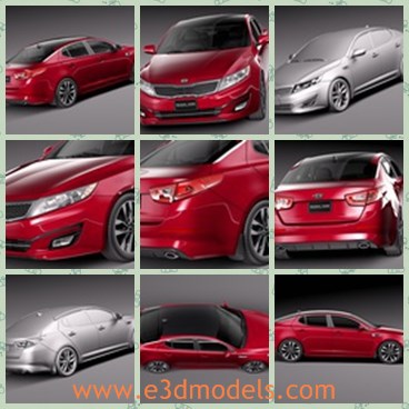 3d model the red sedan - This is a 3d model of the red sedan,which is modern and created in Korea.The car is luxury and popular around the world.
