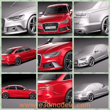 3d model the red sedan of Audi - THis is a 3d model of the red sadan of Audi,which is the famous German sports car created in 2014.