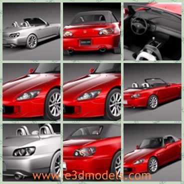 3d model the red sports car - This is a 3d model of the red sports car,which is modern and popular among young people.The model is firtly created in 2000 and then popular for 8 years.