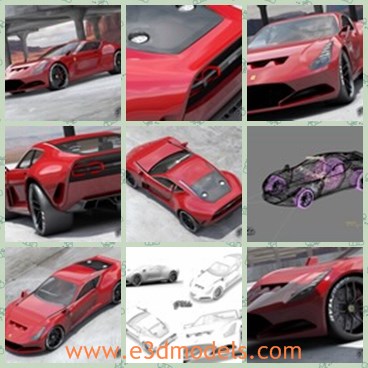 3d model the red sports car - This is a 3d model of the red sports car,which is rigged and have been carefully modeled on real reference pictures.