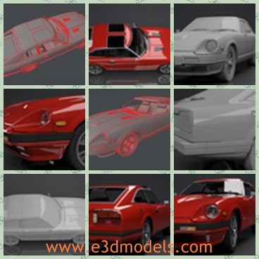 3d model the red sports car - This is a 3d model of the red sports car,which old and antique.The car entered service with the Royal Air Service and the Royal Naval Air Service and proved very successful until 1917.